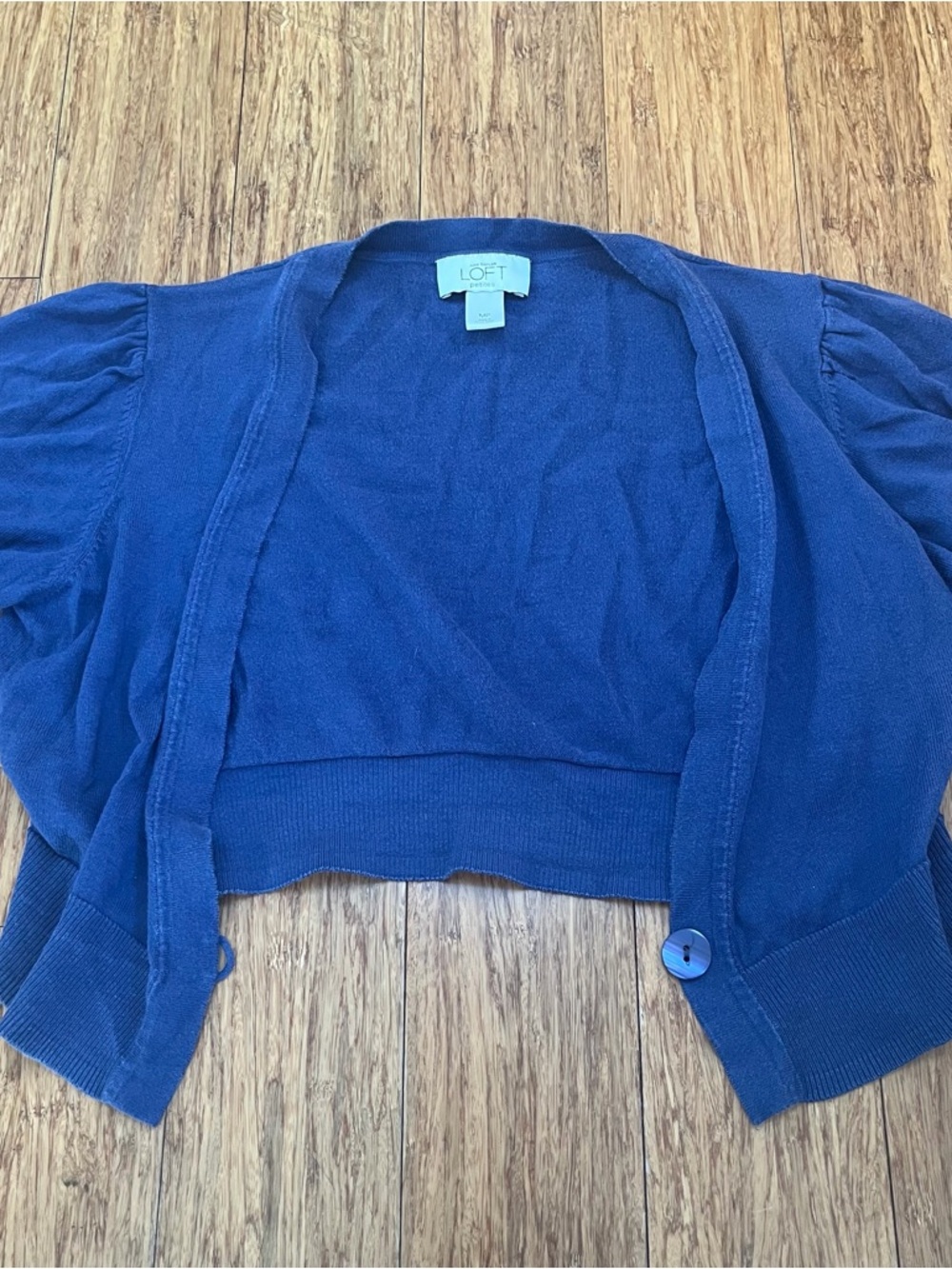 LOFT Petite Navy Open-Front Knit Cardigan